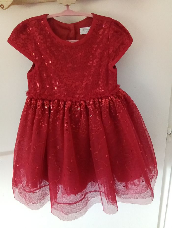 Robe de fête rouge avec volants et strass Primark taille 2/3 ans - photo numéro 9