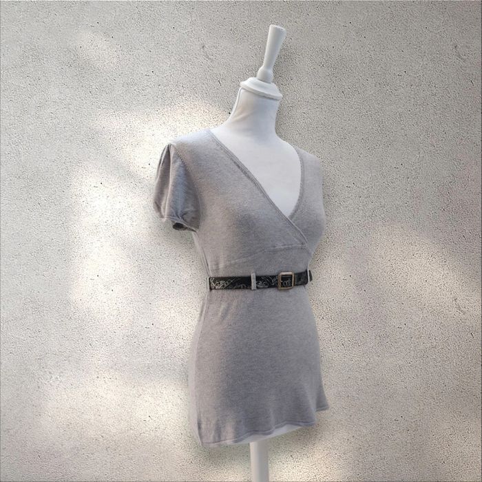 Pull cache-cœur gris avec ceinture Kookaï taille S - photo numéro 2