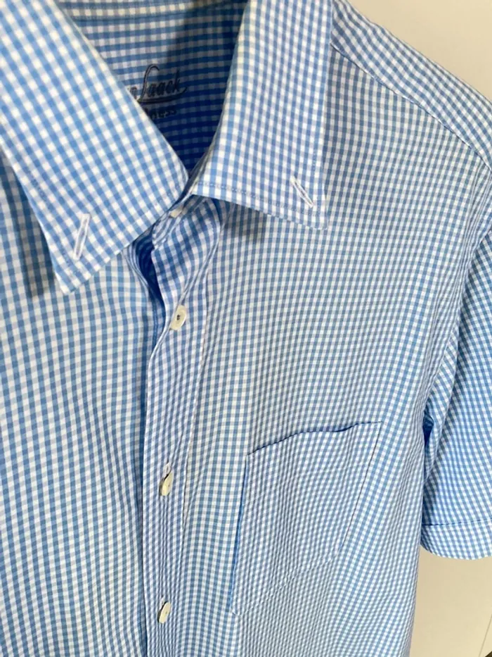 Superbe chemise bleu et blanc imprimé vichy || Van Laack || XL || 100% coton || quasiment neuve - photo numéro 4