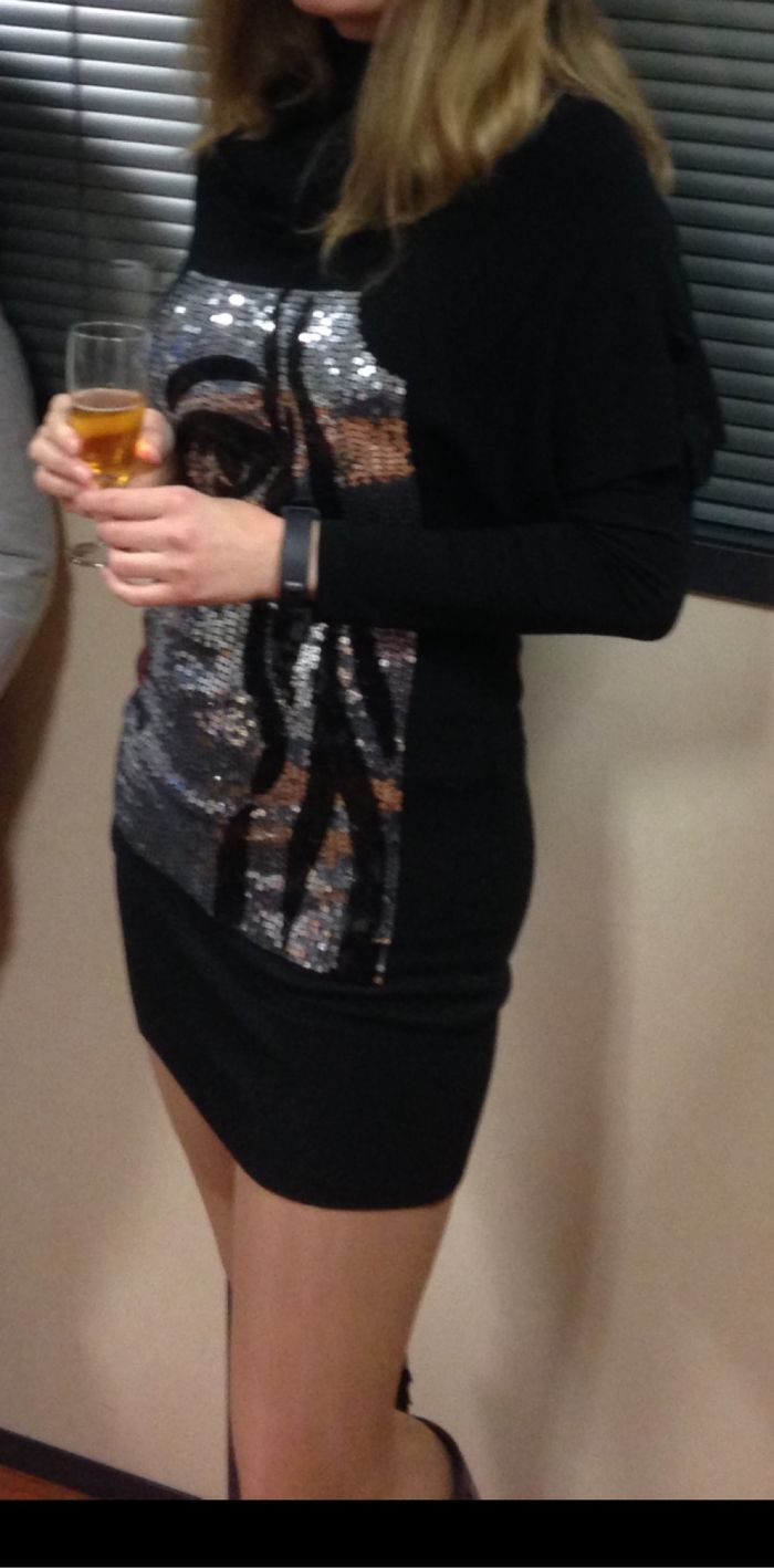 Robe Tunique Noire JL Mode - Motif Visage Sequins Argentés et Rouge 💋 - photo numéro 6