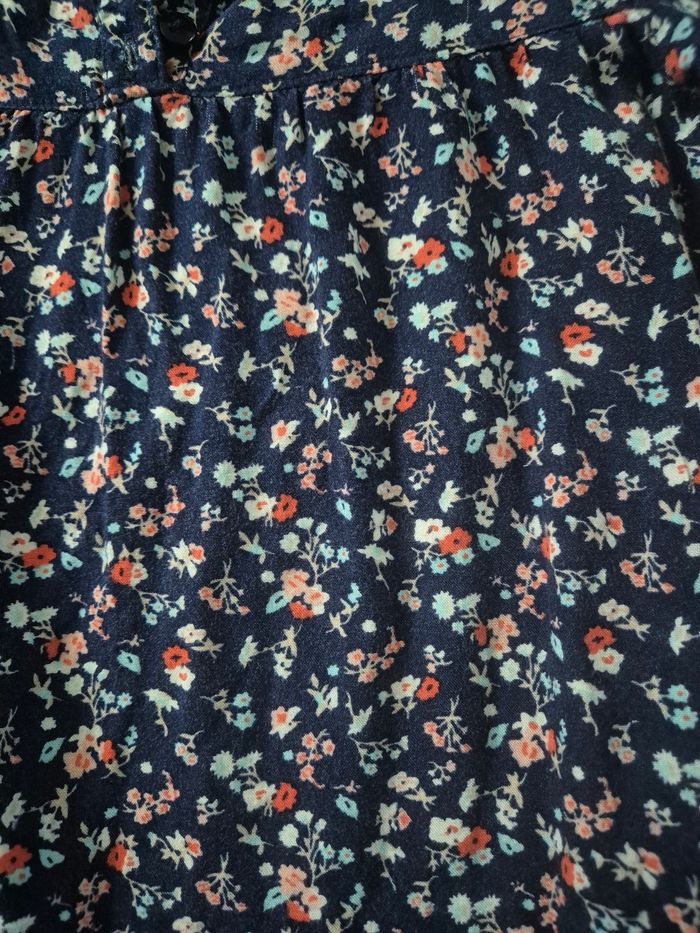 Robe à fleurs bleue marine manches longues - 8 ans - photo numéro 2