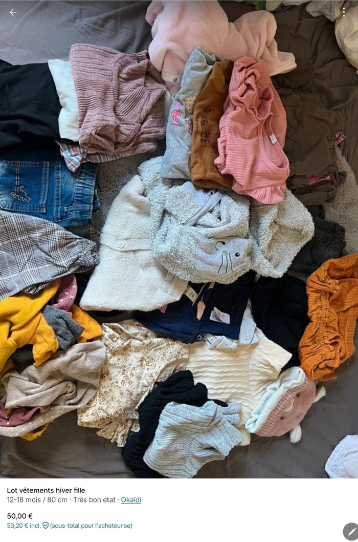Lot vêtements fille automne 12-18 mois