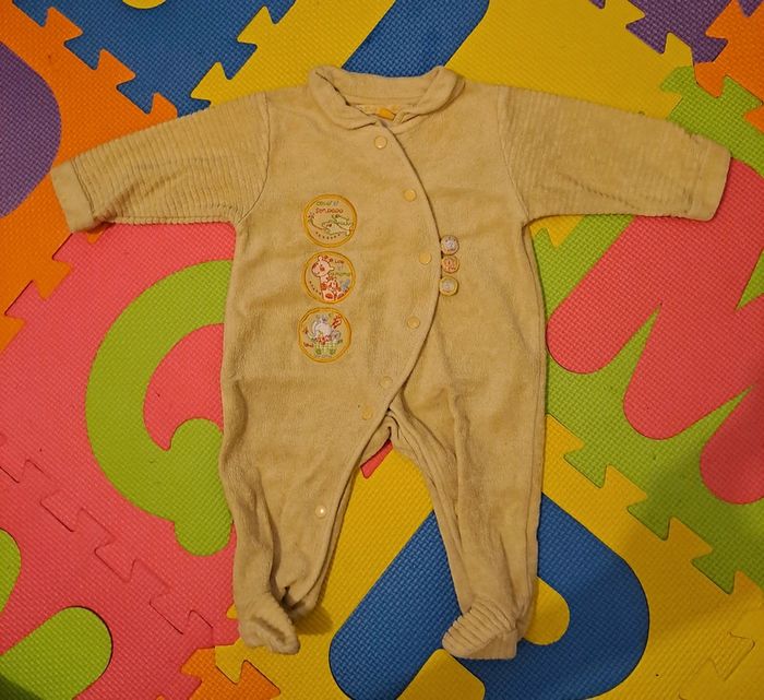 Pyjama grenouillère 1 pièce jaune animaux, petit kimbaloo, taille 1 mois (56 cm)