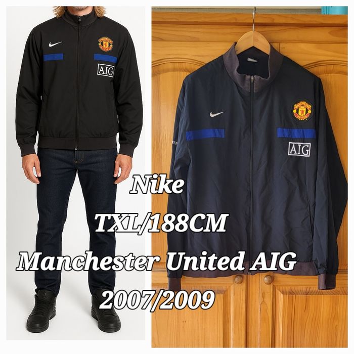 Nike Veste Survêtement TXL/188CM-FAN du Club Manchester United AIG- Noire - Vintage 2007/2009