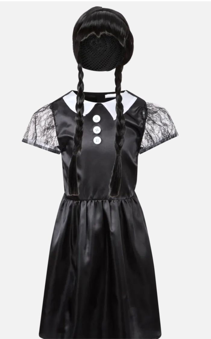 Déguisement : robe et perruque Mercredi Addams T 7-9 ans - photo numéro 8