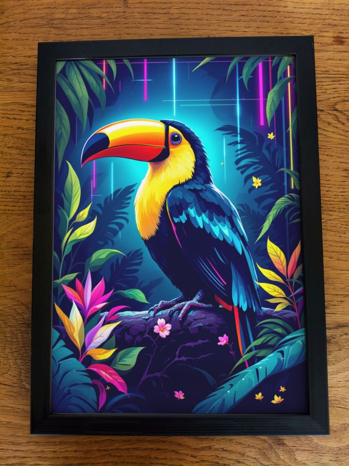Affiche poster A4 (21×29,7 cm) toucan tropical coloré – déco murale jungle moderne salon chambre - photo numéro 3