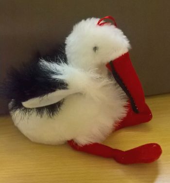 Cigogne d'Alsace en peluche neuve