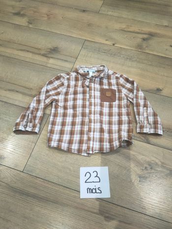 Chemise a carreaux bébé garçon 23 mois obaïbi marron et blanc