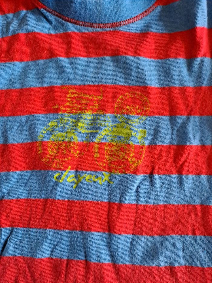 Ensemble Tee-shirt rayé rouge et bleu et short marine 12mois Clayeux - photo numéro 3