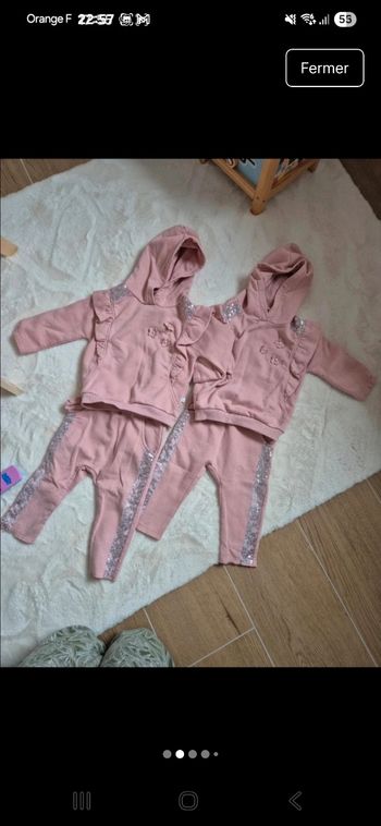 Lot de 2 survêtement rose et sequins argentés