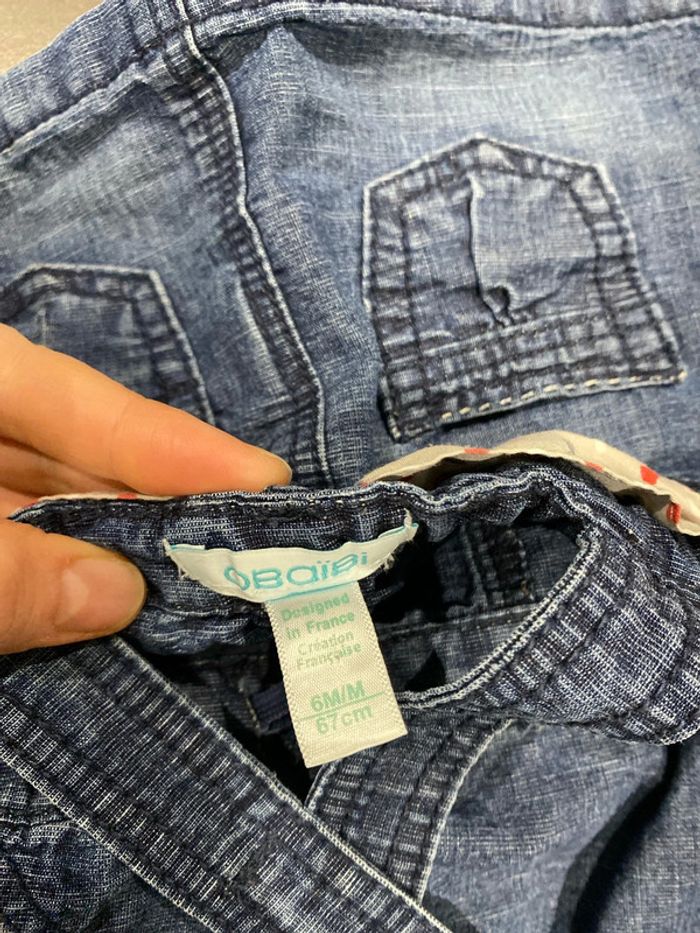 Lot de 2 robes en jean obaibi 6 mois - photo numéro 4