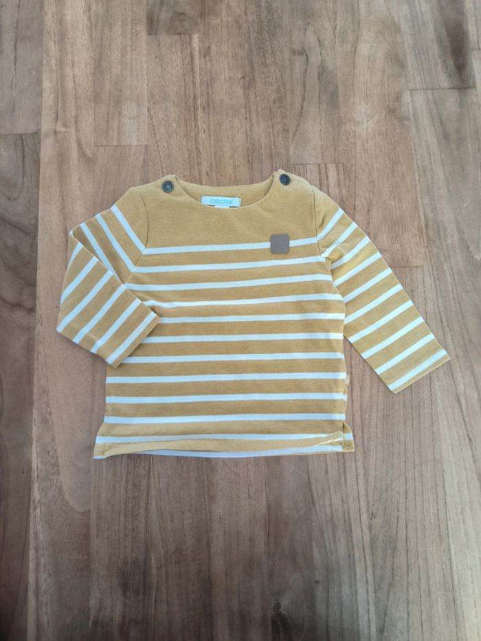 T-shirt manches longues Obaibi 6mois 68cm moutarde