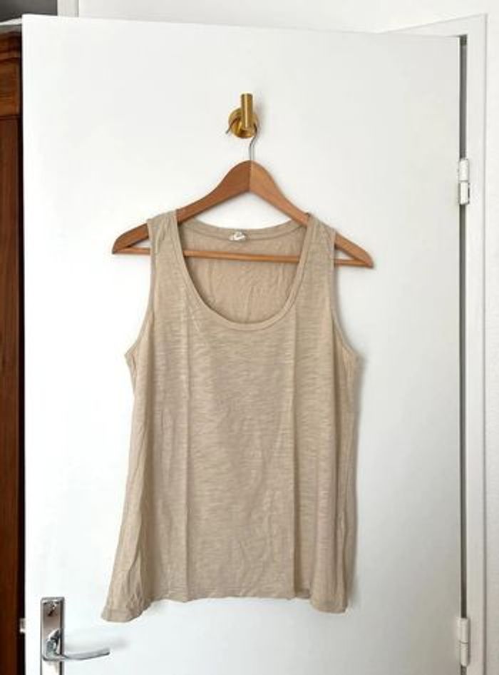 Débardeur côtelé à encolure dégagée River Island beige neuf 38 M