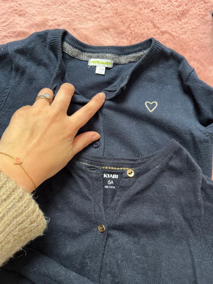 2 gilets fin fille bleu marine 5 ans - photo numéro 2