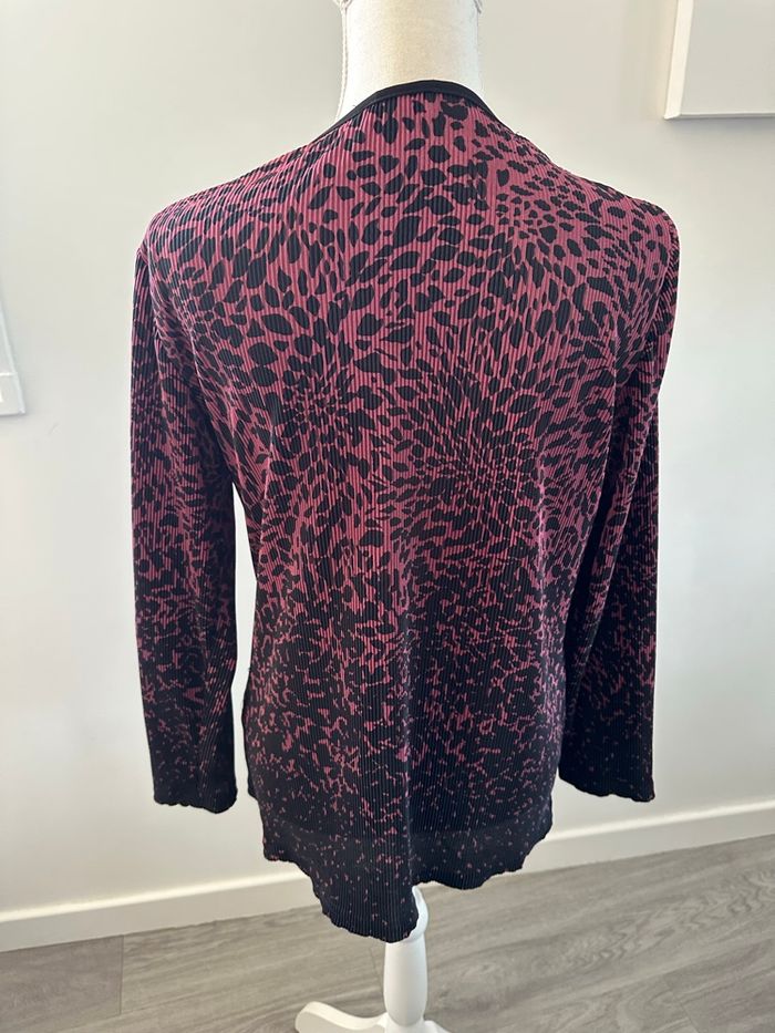 Blouse plissée léopard rose et noire Vintage T42/44 XL/XXL - photo numéro 8