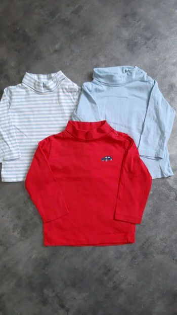 Lot de 3 t-shirts manches longues col roulé garçon