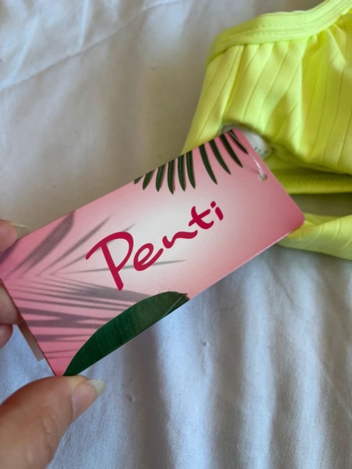 Haut de maillot de bain - bikini jaune fluo croisé penti taille XS/34 neuf - photo numéro 2