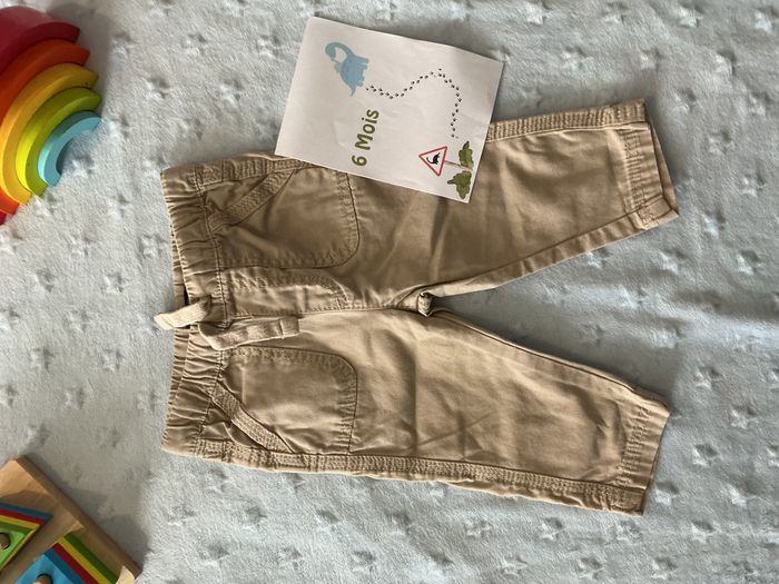 pantalon beige taille élastique et lien de serrage 6 mois kiabi - photo numéro 3