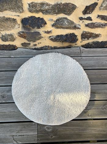 Petit tapis rond en microfibre blanc / crème - Castorama 