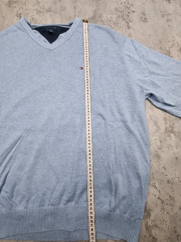 Pull col V Tommy Hilfiger bleu ciel – Taille XXL Homme - photo numéro 8