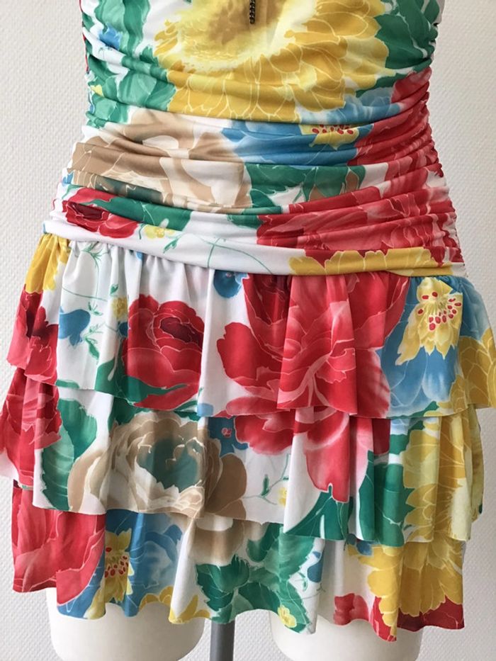 Robe bustier à volants taille unique tissus stretch - photo numéro 4