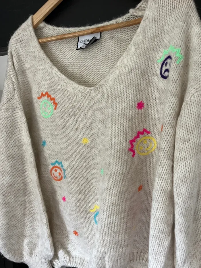 Pull col V femme Smiley - photo numéro 2