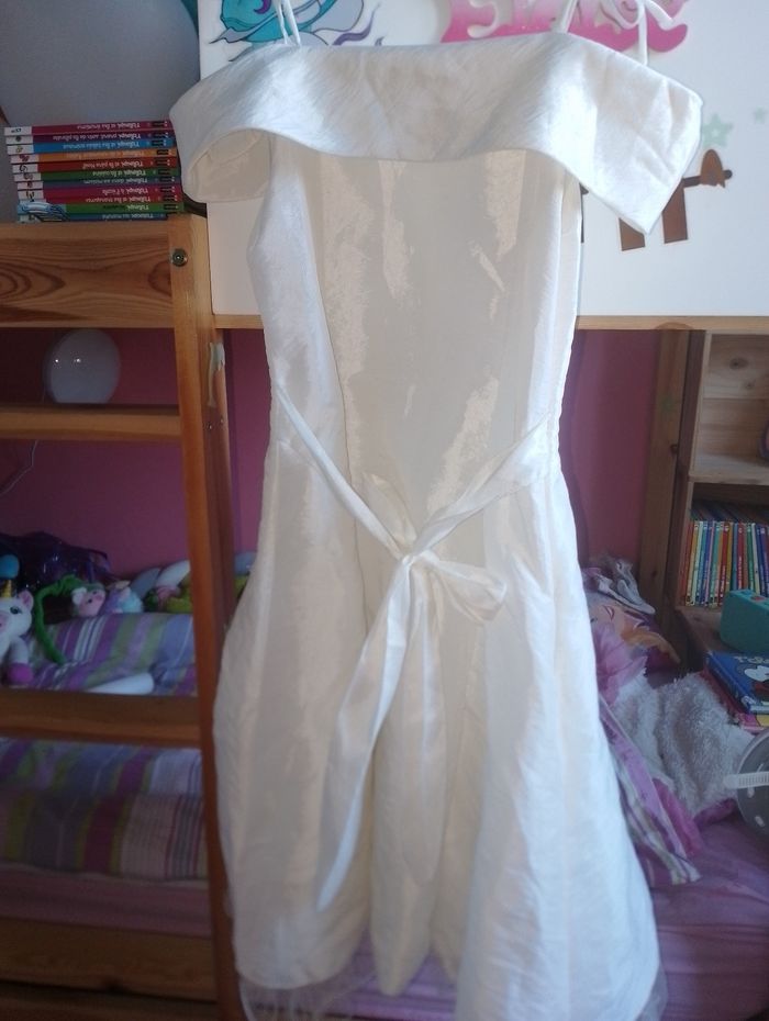 Robe écru fines bretelles avec fleurs 10 ans - photo numéro 6