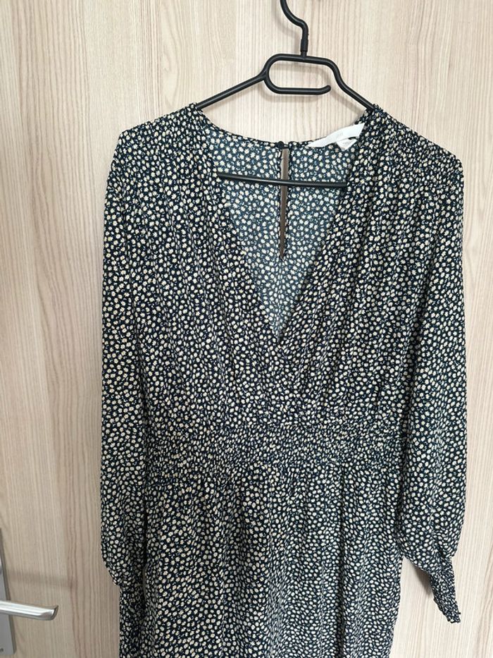Combinaison pantalon fleurie jambes larges marine blanc taille 40 H&M - photo numéro 2
