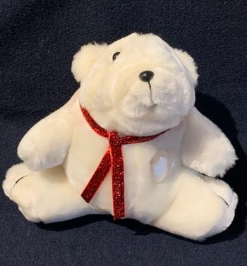 Petit Peluche ours polaire blanc ruban brillant