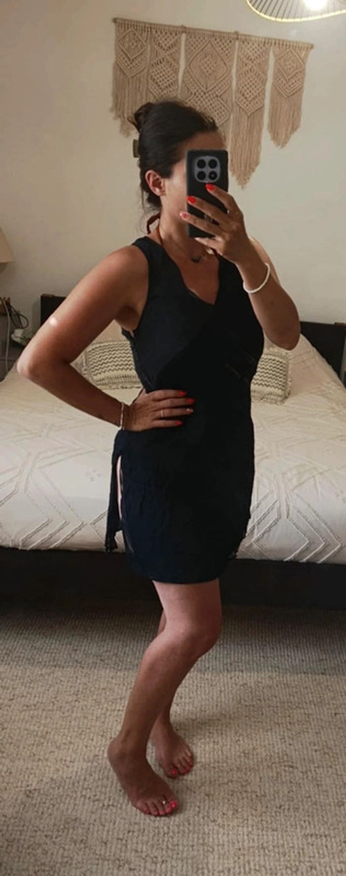 Tunique Robe courte d'été Nitya noir or 40 neuve soie Par dessus maillot de bain - photo numéro 2
