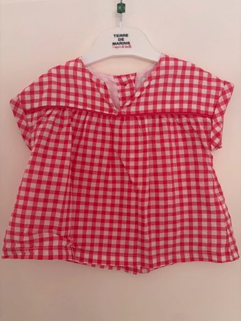 Blouse vichy rouge Vertbaudet 9 mois