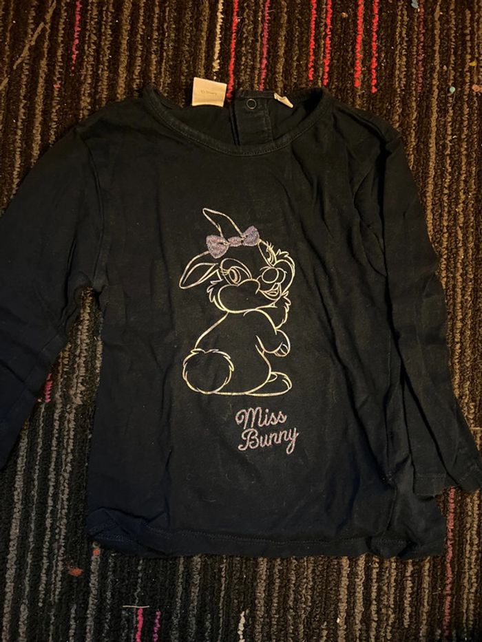 TEE shirt manches longue miss bunny taille 24 mois