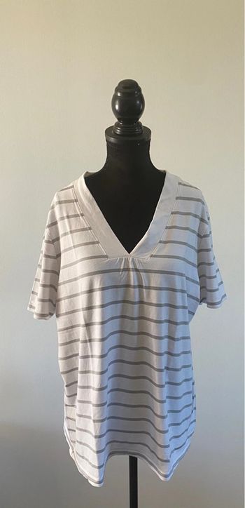 Tee shirt Saint James blanc et gris à rayures taille XL Made in France