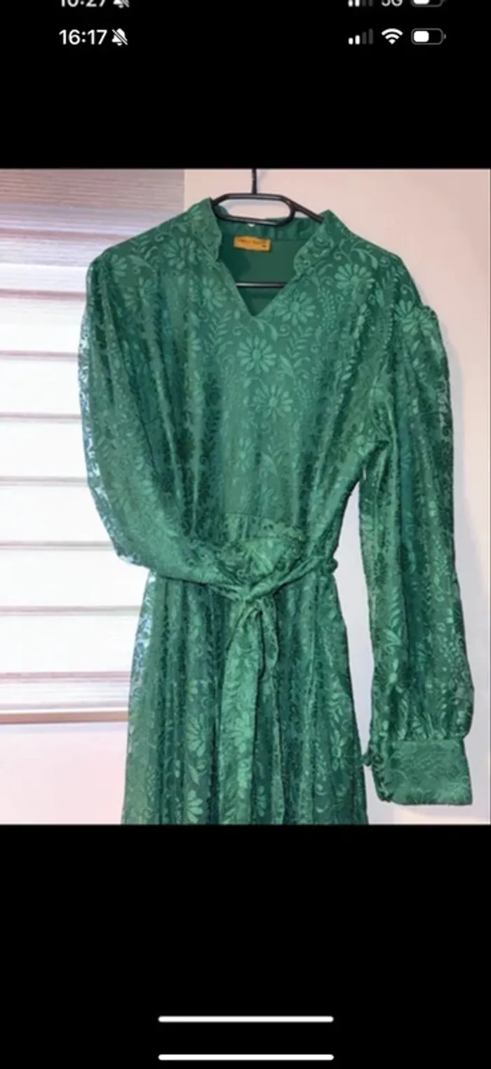 Robe longue manche vert taille 48 - photo numéro 3
