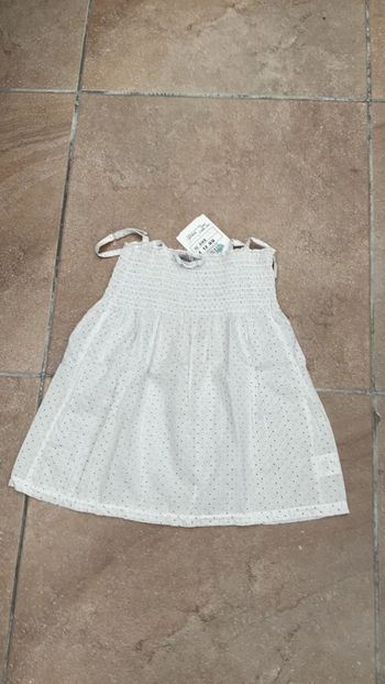 Top blanc petits pois brun et beige T10 ans (n°3)