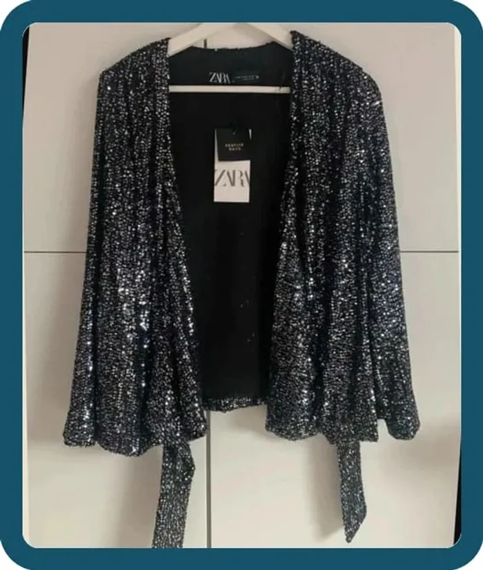 Blouse sequins cache-coeur Zara T/34 - photo numéro 5