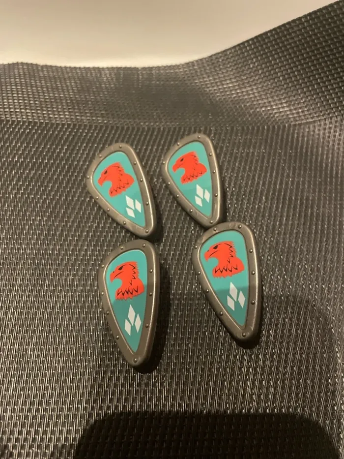 Playmobil lot 4 boucliers chevalier du faucon rouge 4163 4866 4867 4872 château moyen âge