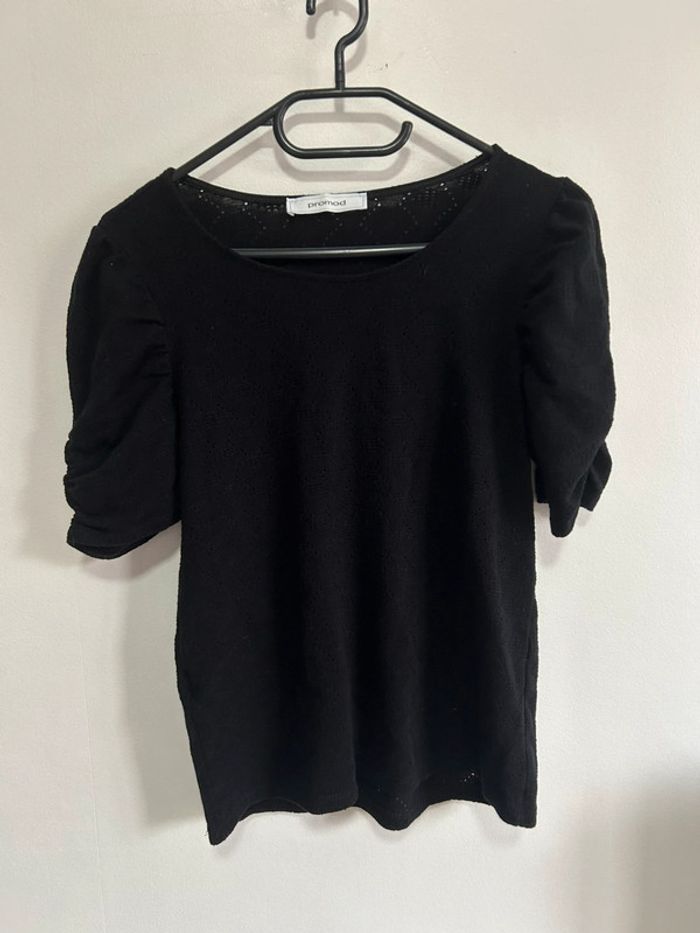 Mignonne blouse en dentelle manches courtes / bouffantes • noir • promod • taille M - photo numéro 11