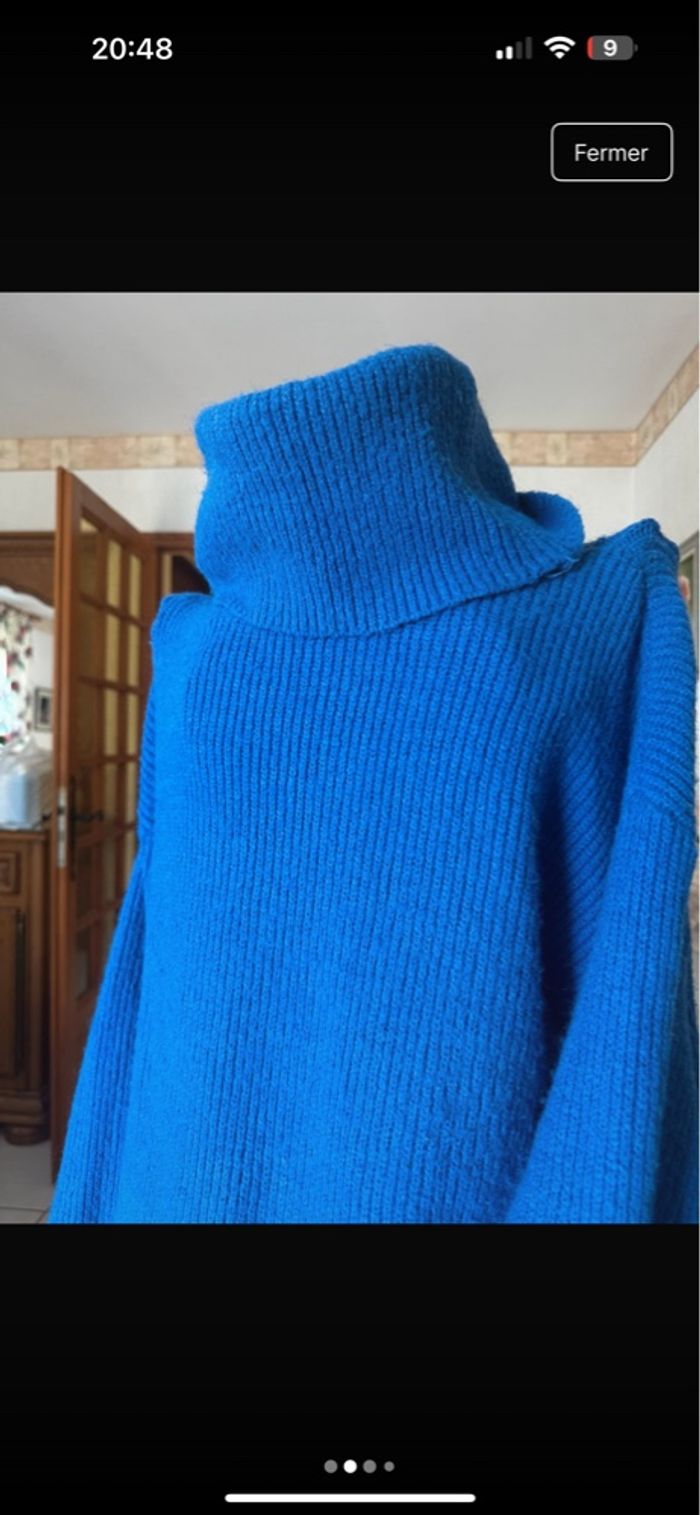 Gros pull col roulé bleu - photo numéro 2