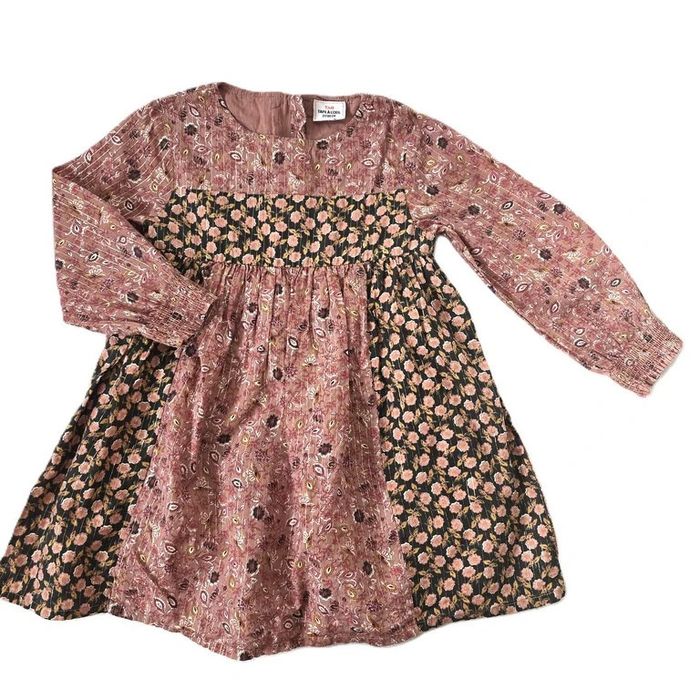 Robe fleurs rose noir doré bébé fille 24 mois TAO