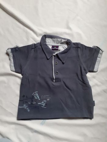 Tee shirt gris foncé col chemise