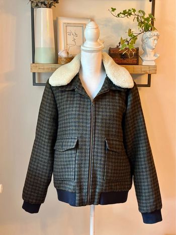 Veste teddy à carreaux en laine Monoprix Premium – Taille 42