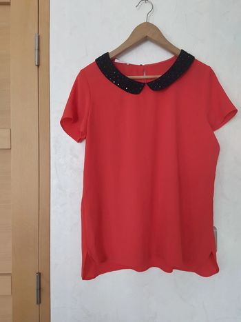 Tunique fluide Corail col Claudine noir