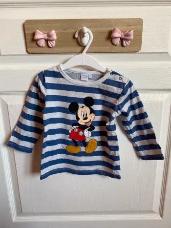 T-shirt manche longue Disney baby rayer marine et blanc