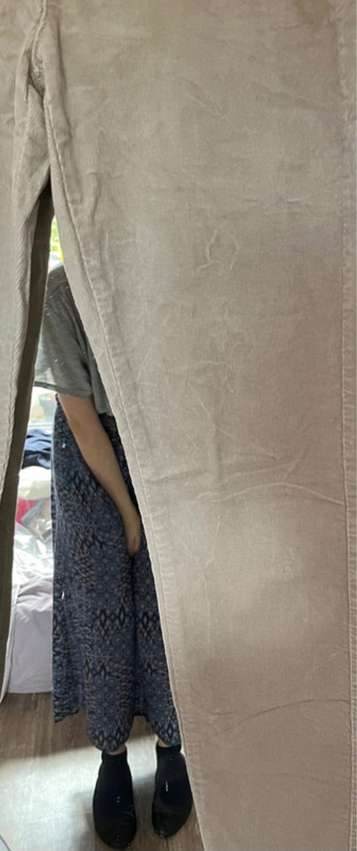 Pantalon en velour côtelé, beige, mango, 42 - photo numéro 3