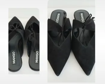 Sublime mules pointues noires en daim Mango taille 40