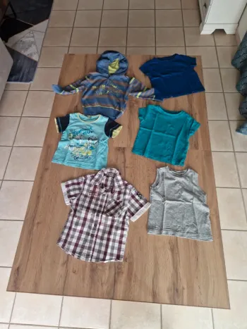 Lot - 3 tee shirt + 1 chemise + 1 Marcel + 1 pull capuche - 2 ans