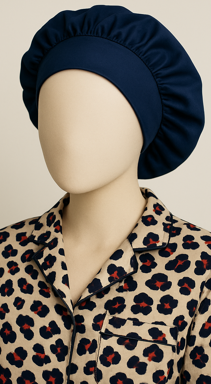 Bonnet de nuit bleu marine – Protection & confort pour vos cheveux !
