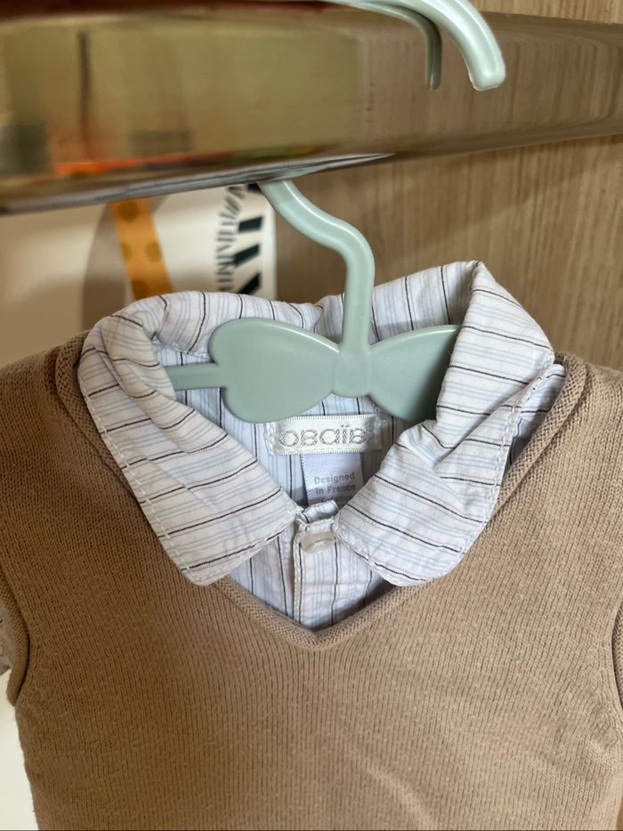 Chemise 1 mois obaibi + petit pull fin sans manche 3 mois cocoon la redoute - photo numéro 2