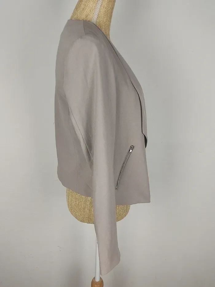 Blazer manches longues taupe avec poches zippées gris taupe taille 38 H&M - photo numéro 3